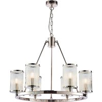 Easton 6 Lights Glass Ceiling Pendant Light In Bright Nickel