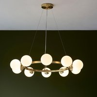Mayetta 10 Light Glass Pendant Ceiling Light In Satin Brushed Gold