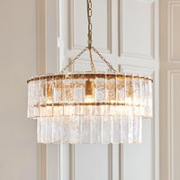 Keene 5 Light Glass Tiered Pendant Ceiling Light In Aged Brass
