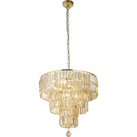 Empire 5 Light Champagne Glass Pendant Light In Satin Brass