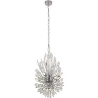 Peacock 14 Light Clear Crystal Pendant Light In Chrome