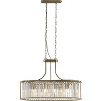 Victoria 5 Light Crystal Oval Pendant Light In Antique Brass