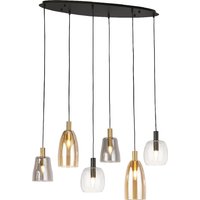 Divine 6 Light Multi Drop Pendant Light In Black