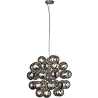 Berry 27 Lights Smoked Glass Ceiling Pendant Light In Chrome