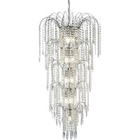 Waterfall 13 Lights Crystal Tier Pendant Light In Chrome
