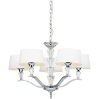 Fiennes 5 Lights White Fabric Ceiling Pendant Light In Chrome