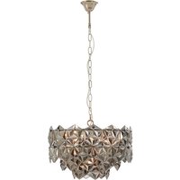 Rydall Smoked Grey Glass Chandelier Ceiling Light In Nickel