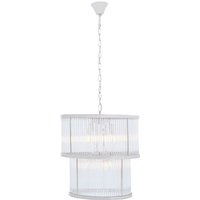 Salas Ribbed Pattern 2 Tier Chandelier Light In Nickel