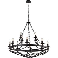 Cartwheel Wall Hung 12 Pendant Light In Matt Black With Chain