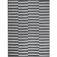 Tratti Offset Stripe Black Cream Washable Rug