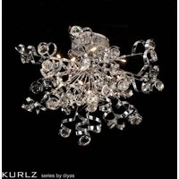 IL30182 Kurlz 15 Light Chrome And Crystal Semi-Flush Ceiling Lamp