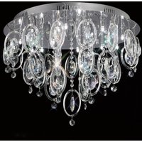 Diyas IL31352 Solana Glass and Crystal Ceiling Light in Chrome Finish
