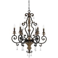 QZ/MARQUETTE6/A 6 Light Crystal Drop Heirloom Chandelier