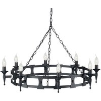 Elstead Saxon SAX8 BLK 8 Light Decorative Beaten Chandelier