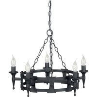 Elstead Saxon SAX5 BLK 5 Light Decorative Beaten Chandelier