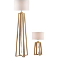 Dar PYR4943 Pyramid Wooden Table and Floor Lamp Set