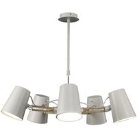 Mantra M3770 Looker 5 Light Telescopic Pendant Light In White And Beech Wood