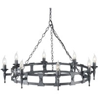 Elstead Saxon SAX8 BLK/SIL 8 Light Beaten Chandelier