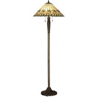 Interiors 1900 64192 Jamelia Tiffany 2 Light Floor Lamp In Dark Bronze With Shade