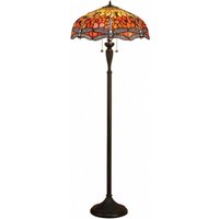 Interiors 1900 64070 Dragonfly Flame Tiffany 2 Light Floor Lamp In Bronze With Shade