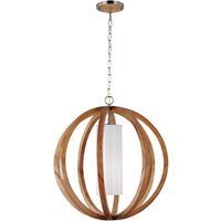 FE/ALLIER/P/L LW Allier 1 Light Wood and Brushed Steel Large Ceiling Pendant
