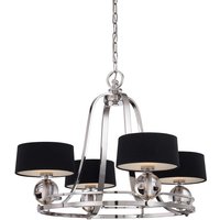 QZ/GOTHAM4 Gotham 4 Light Silver Chandelier with Black Shades