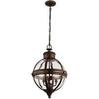 Adams 3 Light Victorian Glass Orb Bronze Ceiling Lantern