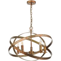 Dar Lighting Nitya 5 Light Ceiling Pendant Light In Mottled Copper Finish NIT0564