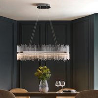 Tivoli Linear Ceiling Pendant Light In Chrome With Clear Glass Rods