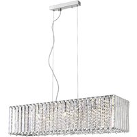 Impex Sophia 7 Light Crystal Oblong Ceiling Pendant Light In Polished Chrome Finish