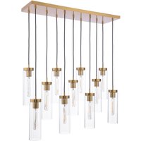 Dar Lighting Jodelle 11 Light Bar Ceiling Pendant In Polished Bronze With Glass