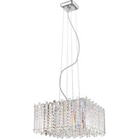 Impex Chantale 5 Light Crystal Square Ceiling Pendant Light In Polished Chrome Finish