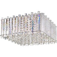 Impex Chantale 5 Light Crystal Square Large Flush Ceiling Light In Polished Chrome Finish