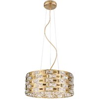 Impex Laurette 6 Light Crystal Ceiling Pendant Light In Polished Gold Finish