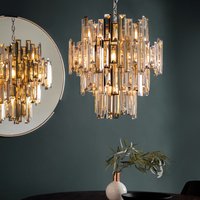 Endon 72744 Viviana 12 Light Ceiling Pendant Light In Chrome With Champagne Crystal Glass