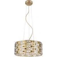 Impex Lola 6 Light Crystal Ceiling Pendant Light In Matt Gold Finish