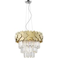 Impex Celine 6 Light Crystal Ceiling Pendant Light In Matt Gold Finish
