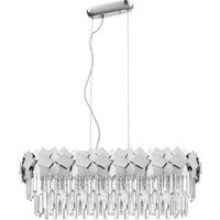 Impex Celine 6 Light Crystal Oblong Ceiling Pendant Light In Polished Chrome Finish