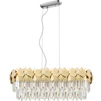 Impex Celine 6 Light Crystal Oblong Ceiling Pendant Light In Matt Gold Finish