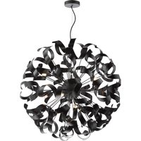 Dar Lighting Swash 12 Light Ceiling Pendant In Matt Black With Black Ribbons