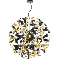 Dar Lighting Swash 12 Light Ceiling Pendant In Matt Black With Black And Gold Ribbons