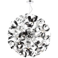 Dar Lighting Swash 12 Light Ceiling Pendant In Chrome With Black And Aluminium Ribbons