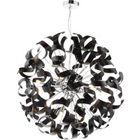 Dar Lighting Swash 12 Light Ceiling Pendant In Chrome With Black Ribbons