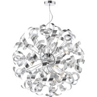 Dar Lighting Swash 12 Light Ceiling Pendant In Chrome With Aluminium Ribbons