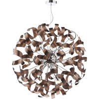 Dar Lighting Swash 12 Light Ceiling Pendant In Chrome With Copper Ribbons