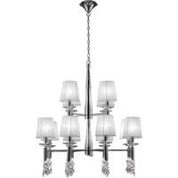Mantra M3850 Tiffany 12+12 Light Pendant Light  In Chrome With White Shades