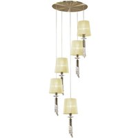 Mantra M3877 Tiffany 5+5 Light Spiral Pendant Light  In Antique Brass With Soft Bronze Shades