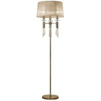 Mantra M3889 Tiffany 3+3 Light Floor Light In Antique Brass With Soft Bronze Shade
