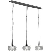 Mantra M3961 Artic 3 Light Large Linear Ceiling Pendant In Chrome With Clear Glass