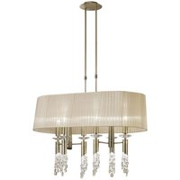 Mantra M3873 Tiffany 6+6 Light Oval Pendant Light  In Antique Brass With Soft Bronze Shades